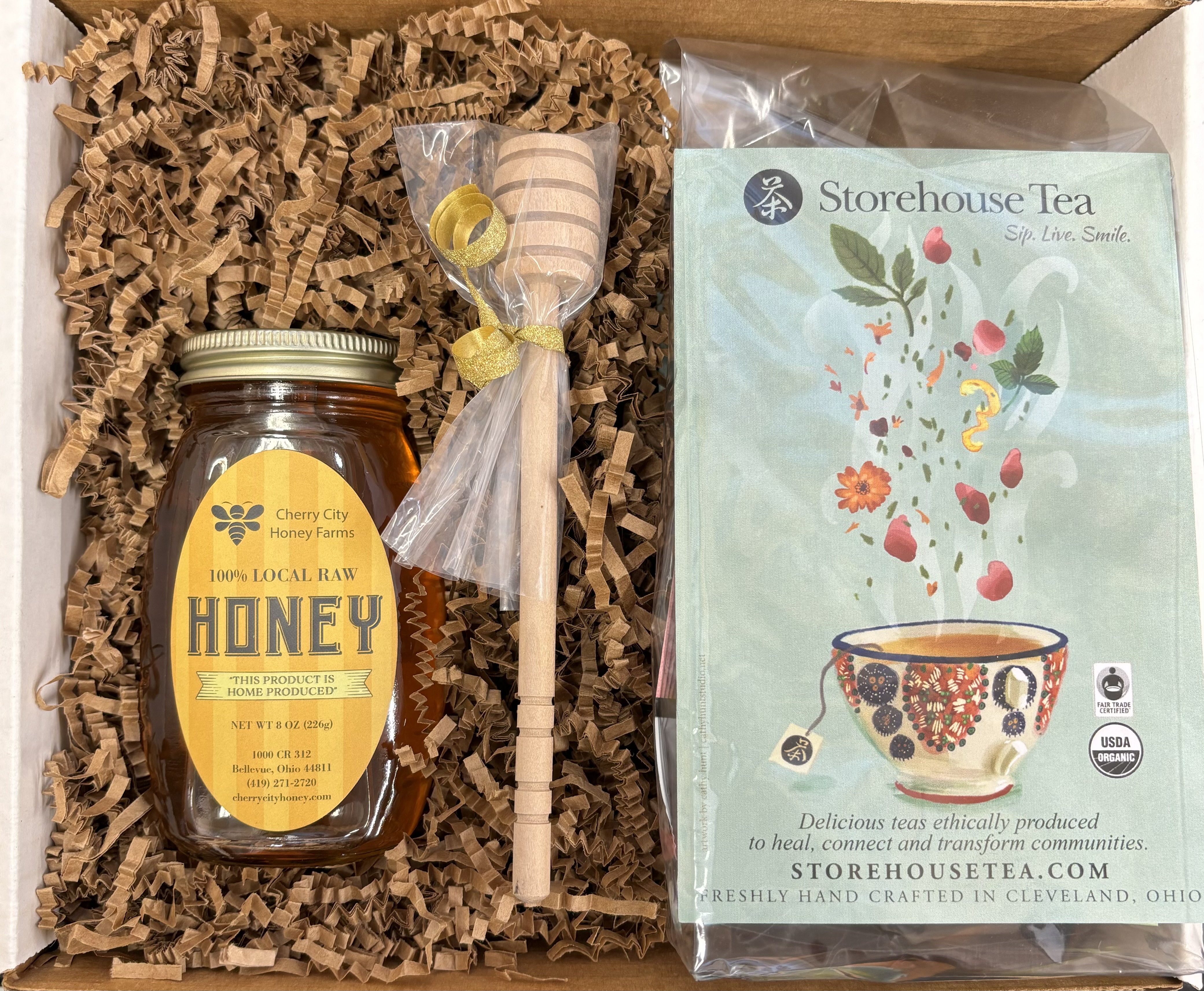 Wellness Tea Gift Box – Organic Tea and Local Honey Gift Set